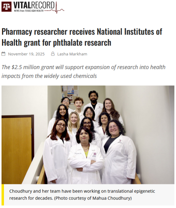 Pharmacy researcher receives National Institutes of Health grant for phthalate research